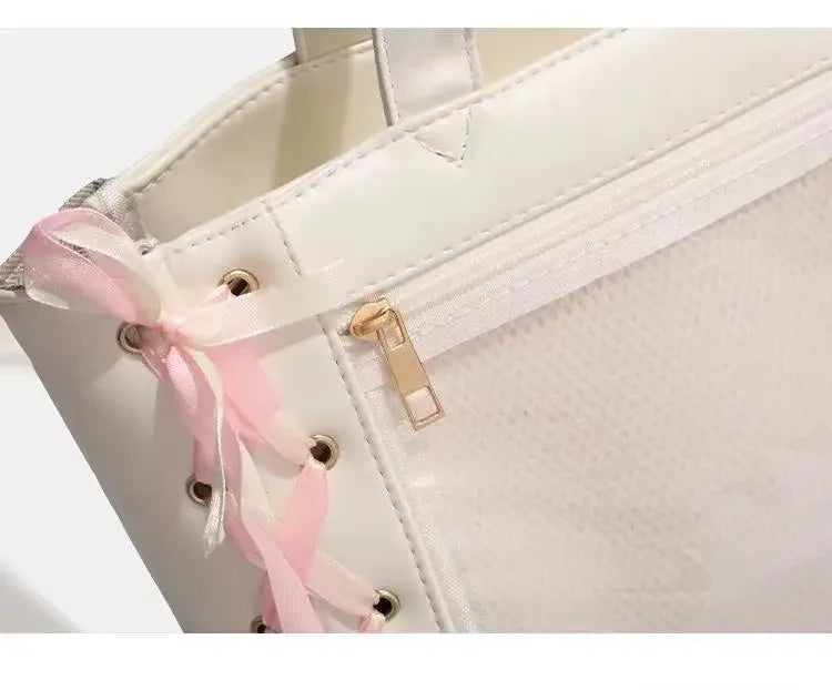 New Y2K Sweet Lolita Pink Ita Bag Women Japanese Transparent Large Capacity Tote Bag Ladies Harajuku Kawaii Handbag Aesthetic