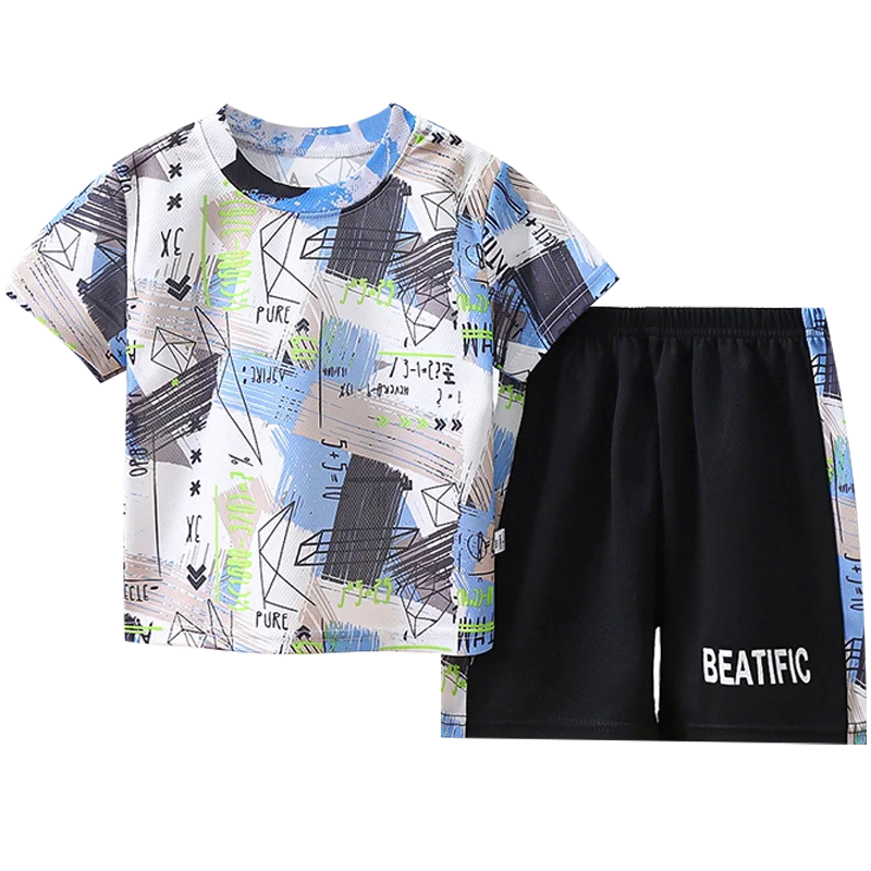 Summer Children's Camouflage Clothing Suit Boys Clothes Set Short Sleeve Sunscreen Quick Dry Boy Set