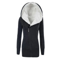 Women Fleece Long Hoodie Winter Jacket European And American Women's Winter Thick Warm Lamb Wool Hooded Mid Length Jacket