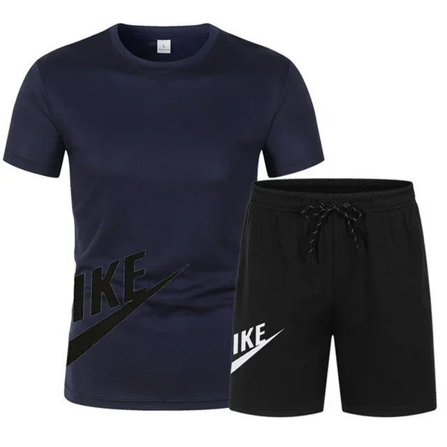 2025 Summer Sports Men's Suit Running 3d Printed Top Casual T-shirt + Shorts 2-piece Jogging Breathable Quick-drying Clothing