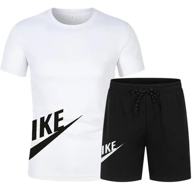 2025 Summer Sports Men's Suit Running 3d Printed Top Casual T-shirt + Shorts 2-piece Jogging Breathable Quick-drying Clothing