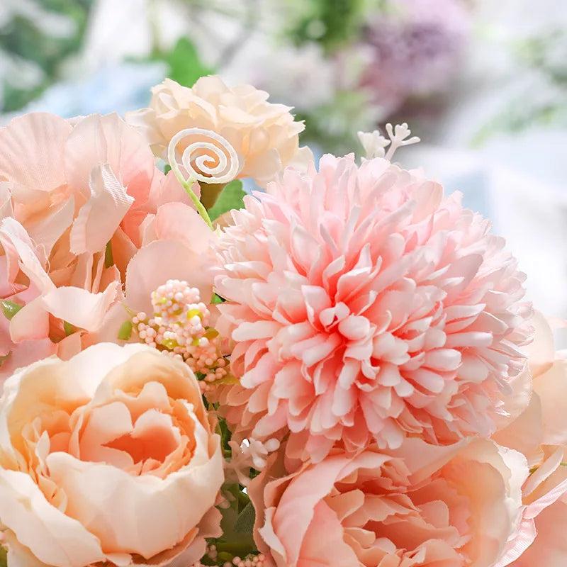 Artificial Flowers Silk Peony For Vase Bride Bouquet Wedding Home Room Table Decoration Fake Floral Hydrangea Gifts