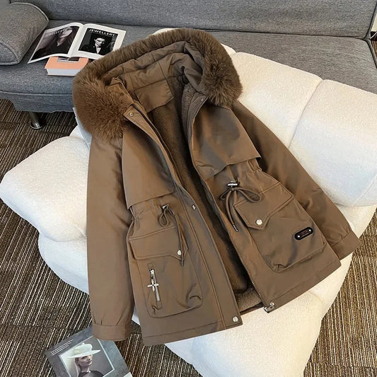 Winter Parkas Jacket Women 2025 New Fashion Korean Loose Hooded Thick Warm Casual Cotton Padded Coat Female Overcoat Casual Tops