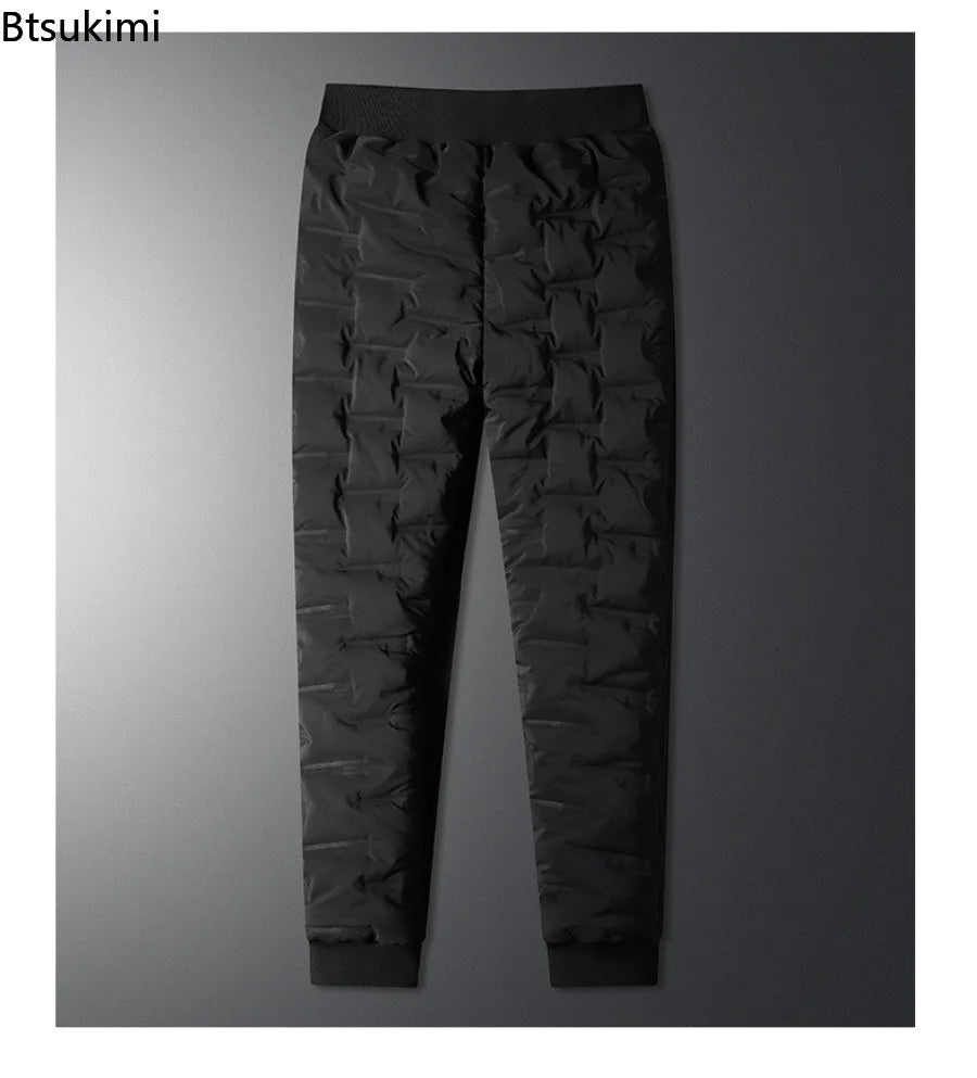 2025 Winter Warm Pants Men's Thicken Dowm Cotton Pants Outdoor Casual Joggers Pants Windproof Waterproof Thermal Trousers Male