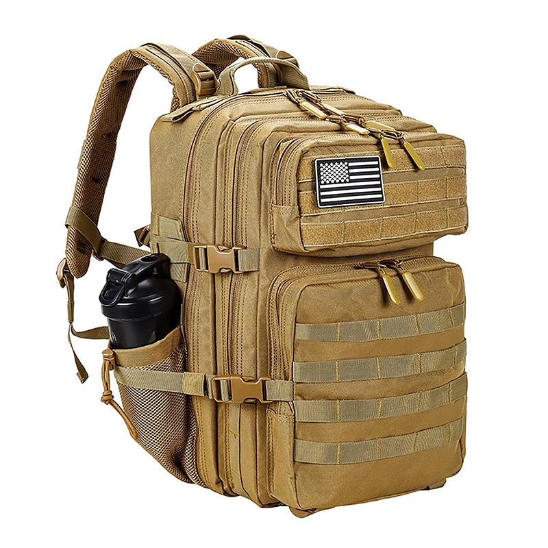 LHI 45L/35L/25L Tactical Backpack for Men and Women Waterproof Athlete Gym Outdoor Bag Travel Hiking Rucksack with Bottle Holder