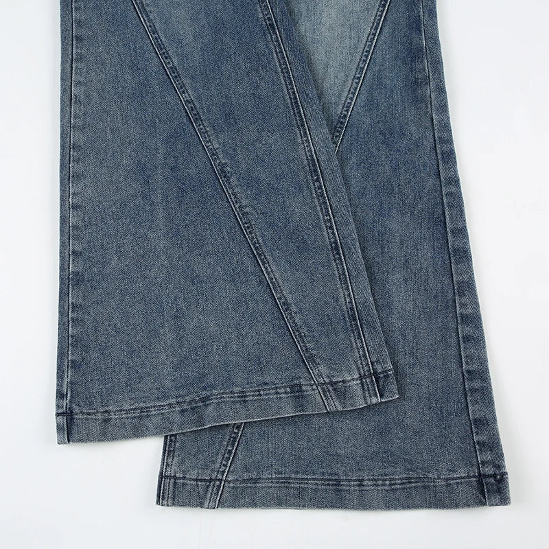 IAMSURE Y2K Casual Slim Pockets Jeans Flare Pants Basic Low Waisted Boot Cut Pants Women 2025 Spring Autumn Streetwear Ladies