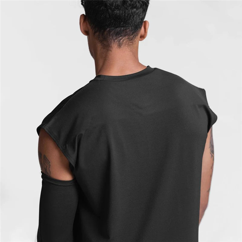 Summer Fashion Fitness Tank Top Men Sports Vest Gym Clothing Bodybuilding Muscle Exercise Running Quick Dry Sleeveless T-Shirt