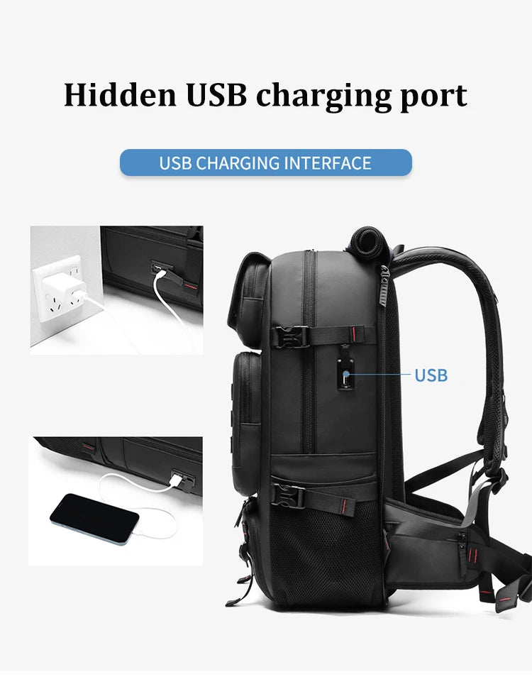 Men Travel backpack waterproof 17 inch Business Laptop Backpack with Separate Shoe Bag USB charging 50L outdoors Hiking Backpack