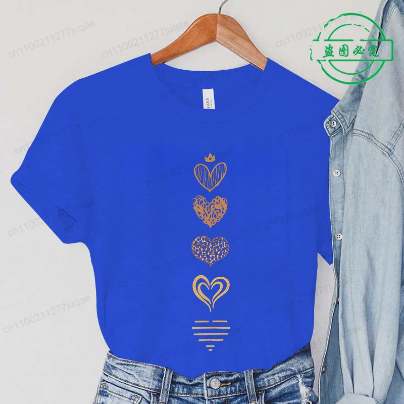Leopard Heart Print Tshirt Women Fashion T Shirt Casual Summer Tee Leopard Heart Shirts Hip Hop Streetwear Short Sleeve Shirt