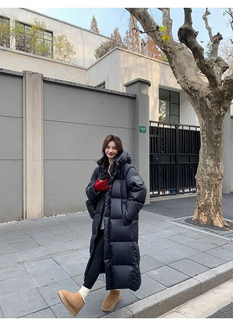 Winter Women Clothing Warm Long Parka Thick Over-the-knee Puffer Jacket Zipper Black Cotton-padded Coats Windproof Jackets New