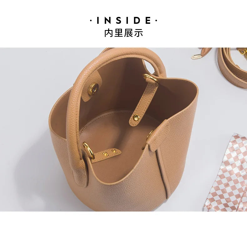 Luxury Top Handle Bag Women Crossbody Shoulder Bags Bucket Portable Tote Bag PU Leather Ladies Hand Bag Designer