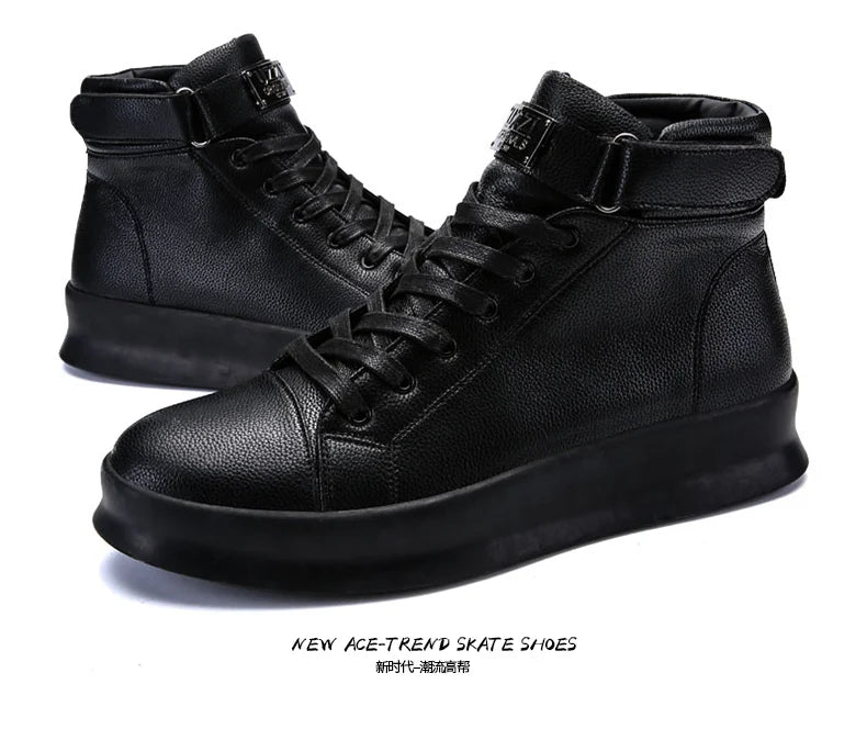 Fashion Luxury Men's Red High Top Sneakers PU Leather Casual Sneakers Men Flat Designer Shoes Breathable Hip Hop Sport Shoes Man