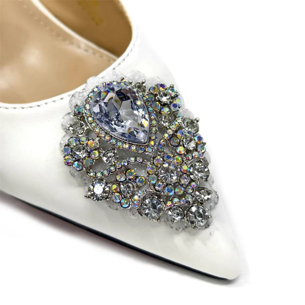 Italian 2024 Fashion Design Diamond Chain Full Diamond Bag And Pointed High Heels Noble And Generous Decoration Full Diamond