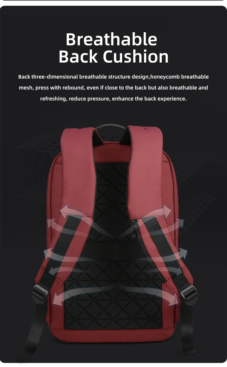 HK Business Slim Backpack For Men Water Resistant 15.6 inch Laptop Bag With USB Charger Light Weight Travel Bag for Work Office