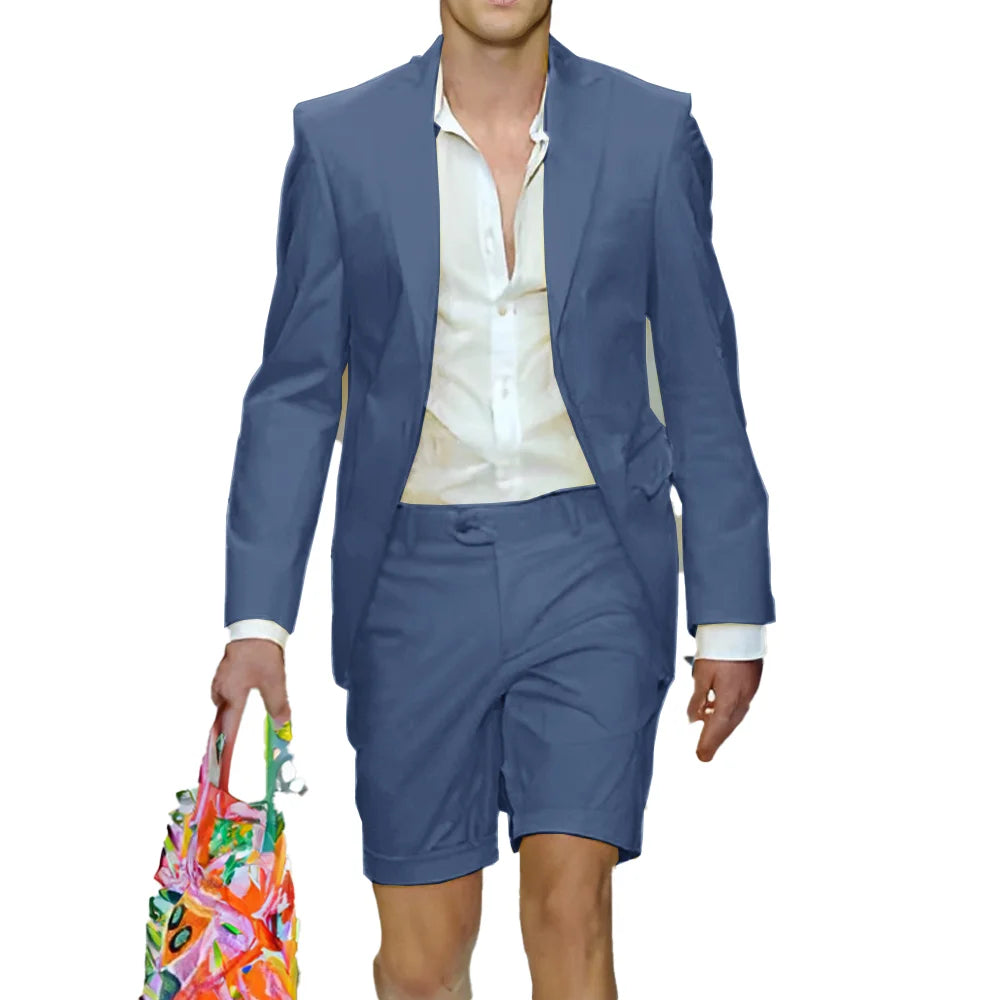 Fashion Yellow Suit for Mens Summer Jacket Shorts Suit 2 Piece Set Wedding Groom Tuxedo Formal Blazer Customized