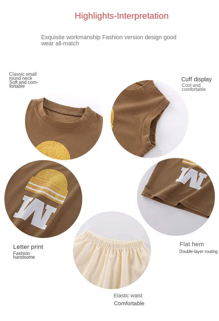 Summer New Children's Vest Set Boys Sleeveless Top Shorts Summer Two-piece Kids Clothing Vest T-shirt +shorts Pants 2pcs/set