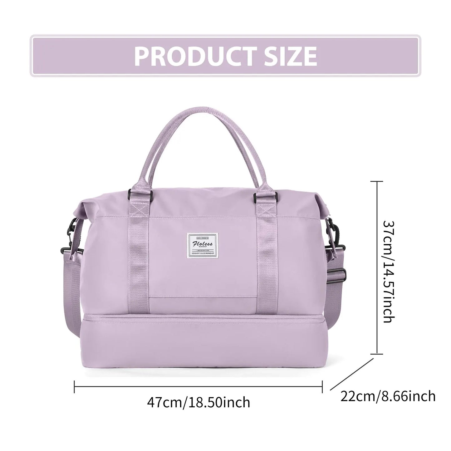 Likros Duffel Bag Travel Bag with Shoes Compartment, Gym Tote Bags, Shoulder Weekender Overnight Bag for Women Luggage Hangbag