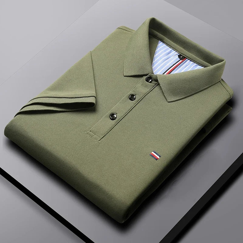 2025 New Cotton Summer Men's Casual Fashion Versatile Polo Shirt Breathable and comfortable embroidered top
