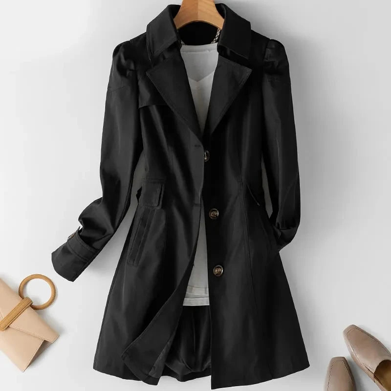 2025 New Spring Autumn Trench Coat Women Korean Double Breasted Mid-Long Female Trench Coat Overcoat Windbreaker Ladies Outerwea