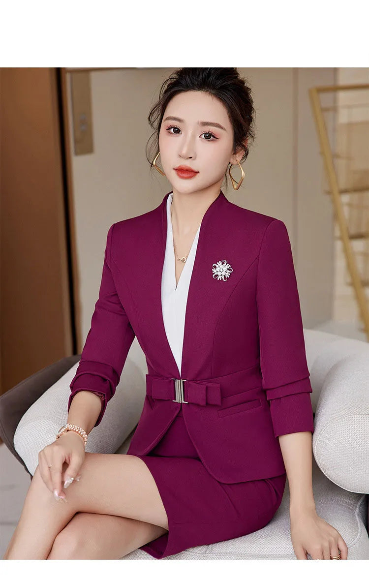 Formal Office Pant Suit For Womens Blazers Pant Set Long Sleeve Uniform Elegant Feminino Business Formal Work Suit oversize 3XL