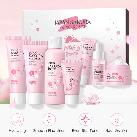 LAIKOU cleansing Laikou moisturizing hydration Japan Cherry Blossom Skincare 7-piece Mud Mask Edition Facial Care Set