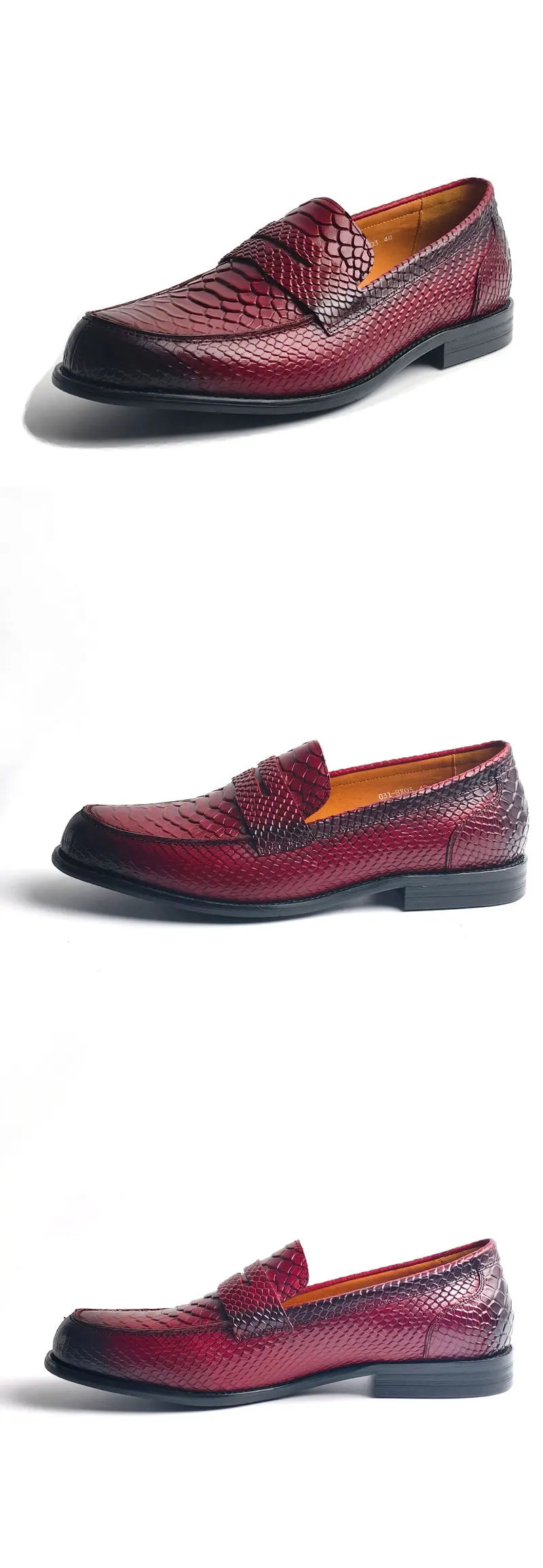 Men's Snake Pattern Penny Loafers – Handcraft Business Leather Shoes