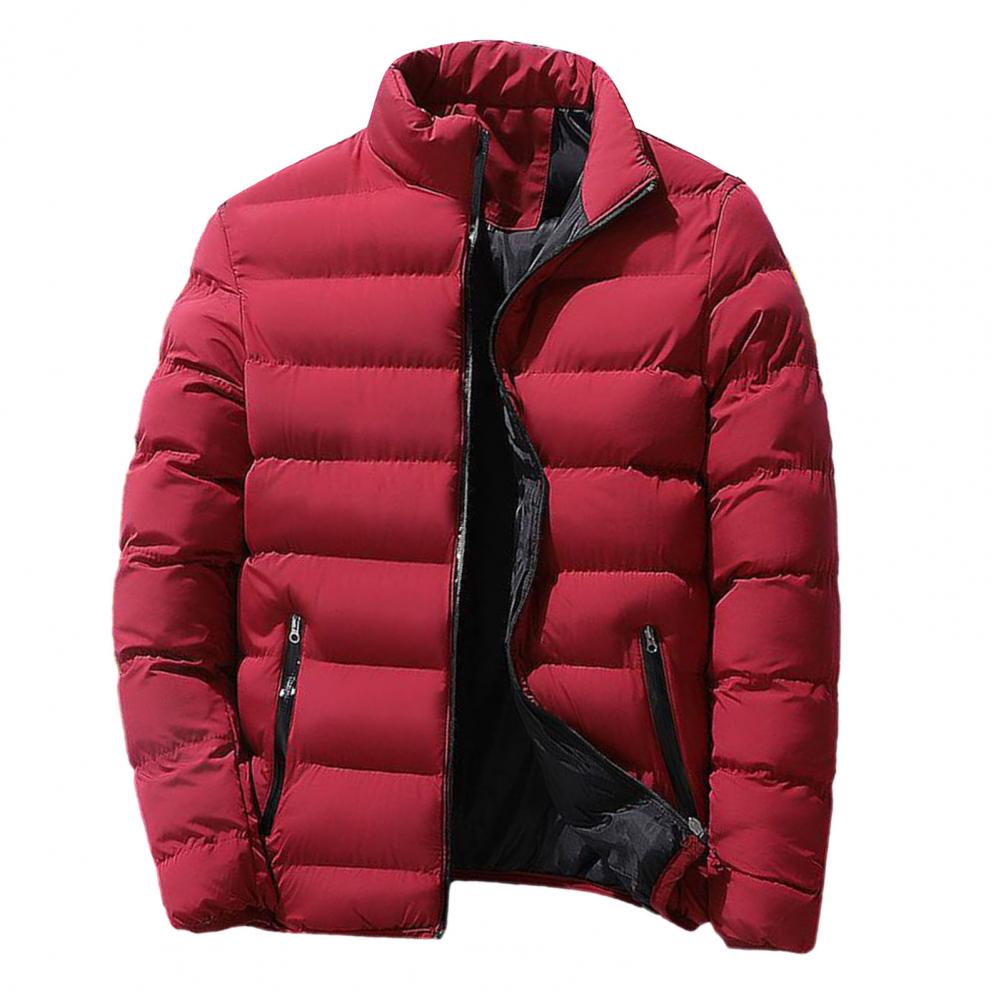 Padded Mens Jackets Winter Casual Windbreaker Stand Collar Thermal Coat Outwear Oversized Outdoor Camping Windproof Jacket
