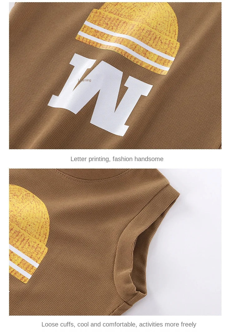 Summer New Children's Vest Set Boys Sleeveless Top Shorts Summer Two-piece Kids Clothing Vest T-shirt +shorts Pants 2pcs/set