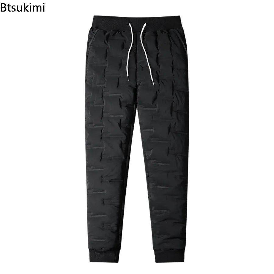 2025 Winter Warm Pants Men's Thicken Dowm Cotton Pants Outdoor Casual Joggers Pants Windproof Waterproof Thermal Trousers Male