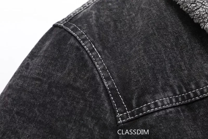 Men Winter Black Denim Jackets Fleece Warm Coats Good Quality Male Casual Winter Jackets Outwear Casual Coats Winter Clothes 4XL