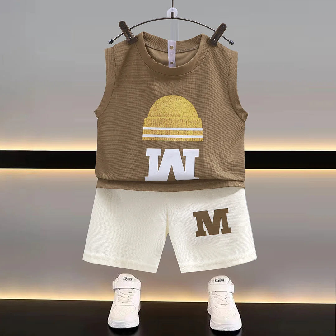 Summer New Children's Vest Set Boys Sleeveless Top Shorts Summer Two-piece Kids Clothing Vest T-shirt +shorts Pants 2pcs/set