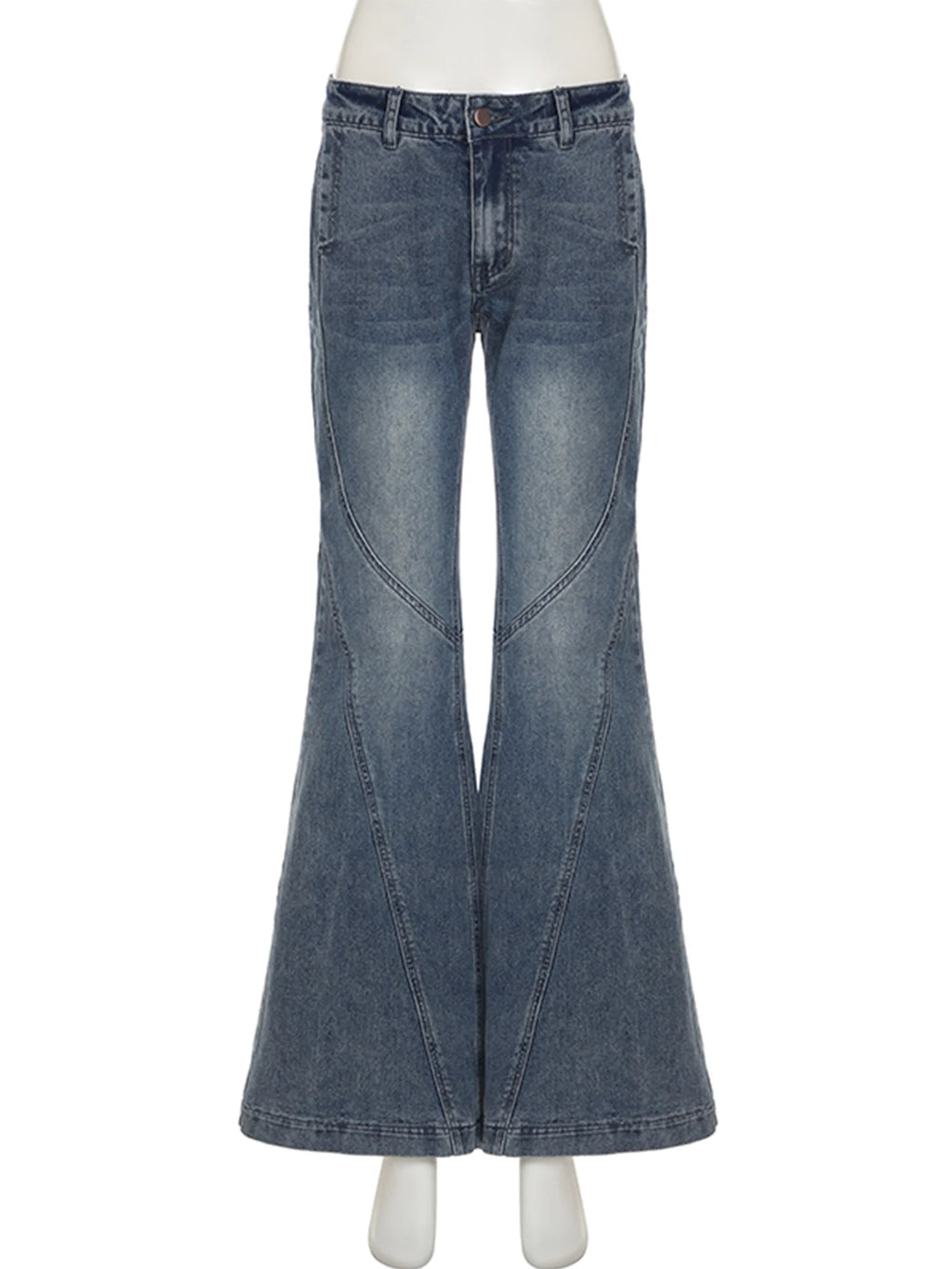 IAMSURE Y2K Casual Slim Pockets Jeans Flare Pants Basic Low Waisted Boot Cut Pants Women 2025 Spring Autumn Streetwear Ladies