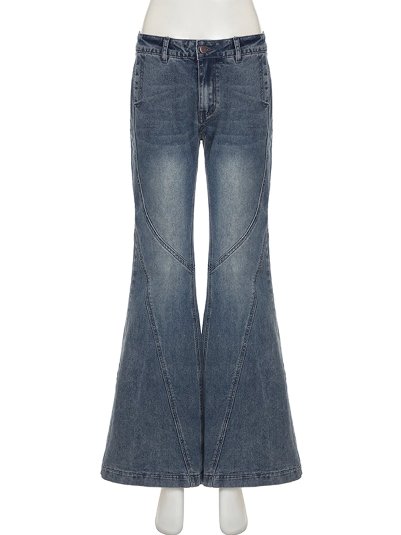 IAMSURE Y2K Casual Slim Pockets Jeans Flare Pants Basic Low Waisted Boot Cut Pants Women 2025 Spring Autumn Streetwear Ladies