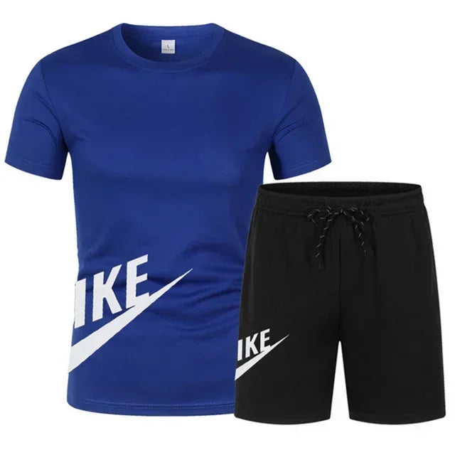 2025 Summer Sports Men's Suit Running 3d Printed Top Casual T-shirt + Shorts 2-piece Jogging Breathable Quick-drying Clothing