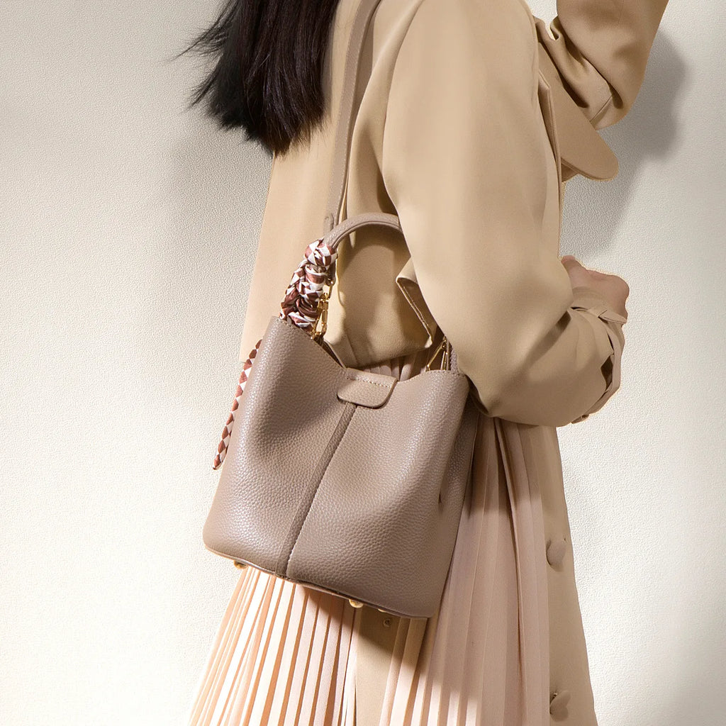 Luxury Top Handle Bag Women Crossbody Shoulder Bags Bucket Portable Tote Bag PU Leather Ladies Hand Bag Designer