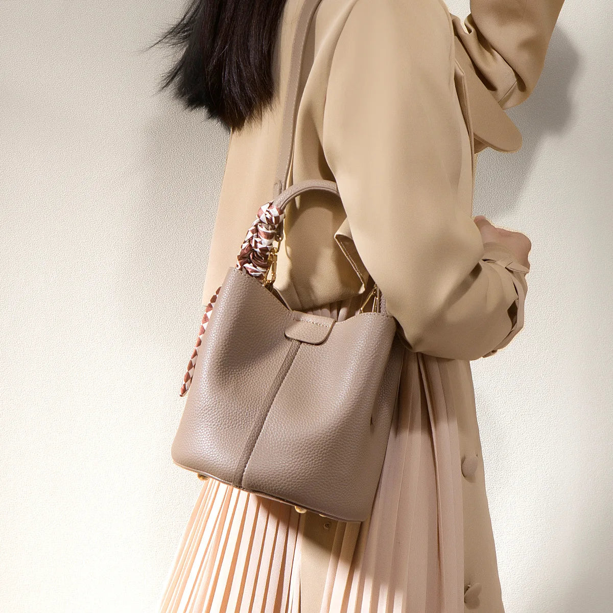 Luxury Top Handle Bag Women Crossbody Shoulder Bags Bucket Portable Tote Bag PU Leather Ladies Hand Bag Designer