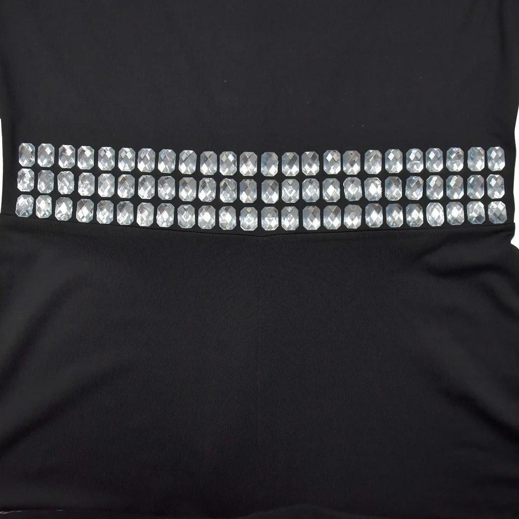 CM.YAYA Women Diamonds Hot Rhinestones Sexy Strap Long Sleeve Jumpsuits Streetwear Club One Piece Overall Rompers with Gloves
