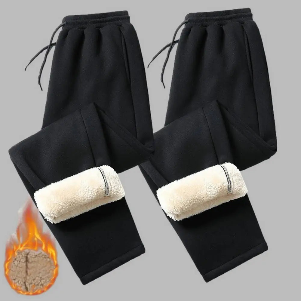 Winter Lambswool Warm Casual Pants Thick Plush Drawstring Men Sweatpants Fitness Jogging Pants Men Fleece Straight Trousers