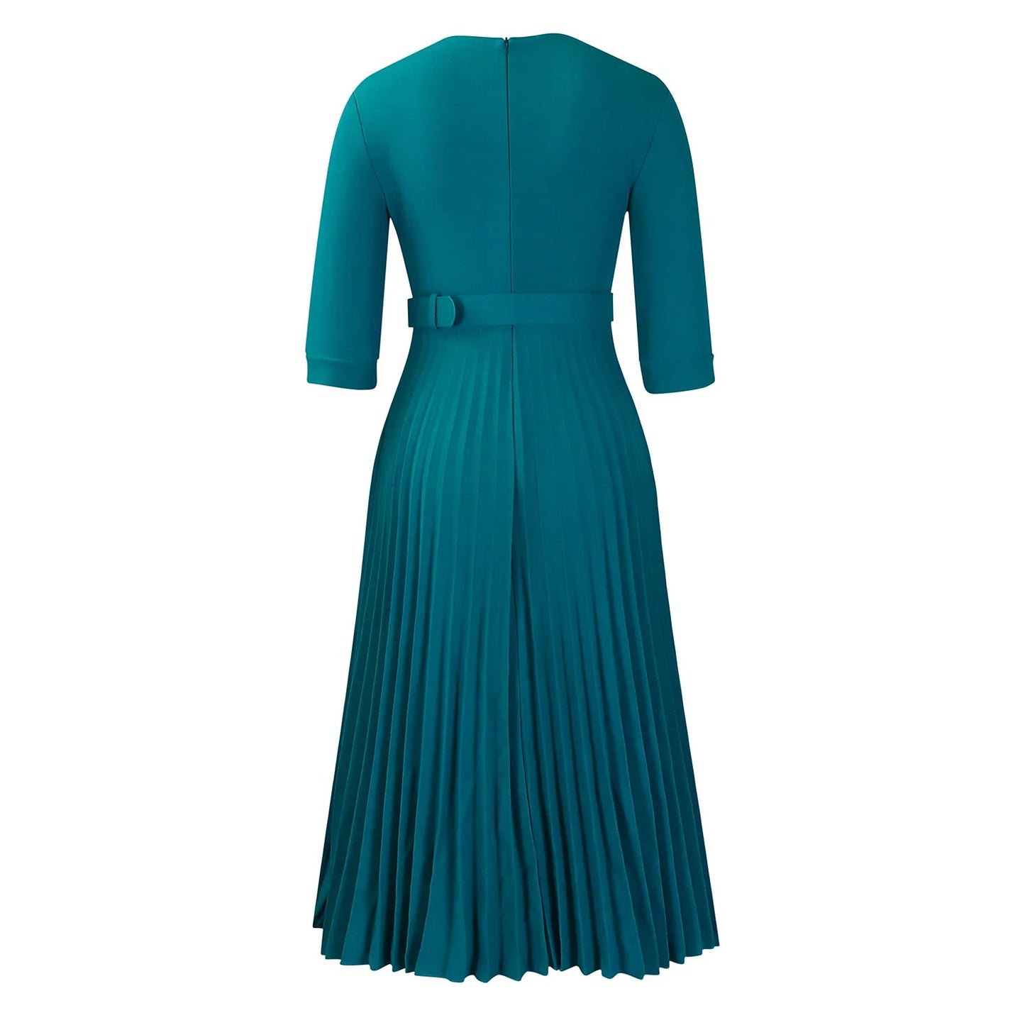 Elegant Office Ladies Dresses 2024 Autumn Fall Notched Collar Half Sleeve Belt Waisted Mid Calf Female Birthday Party Dress Midi