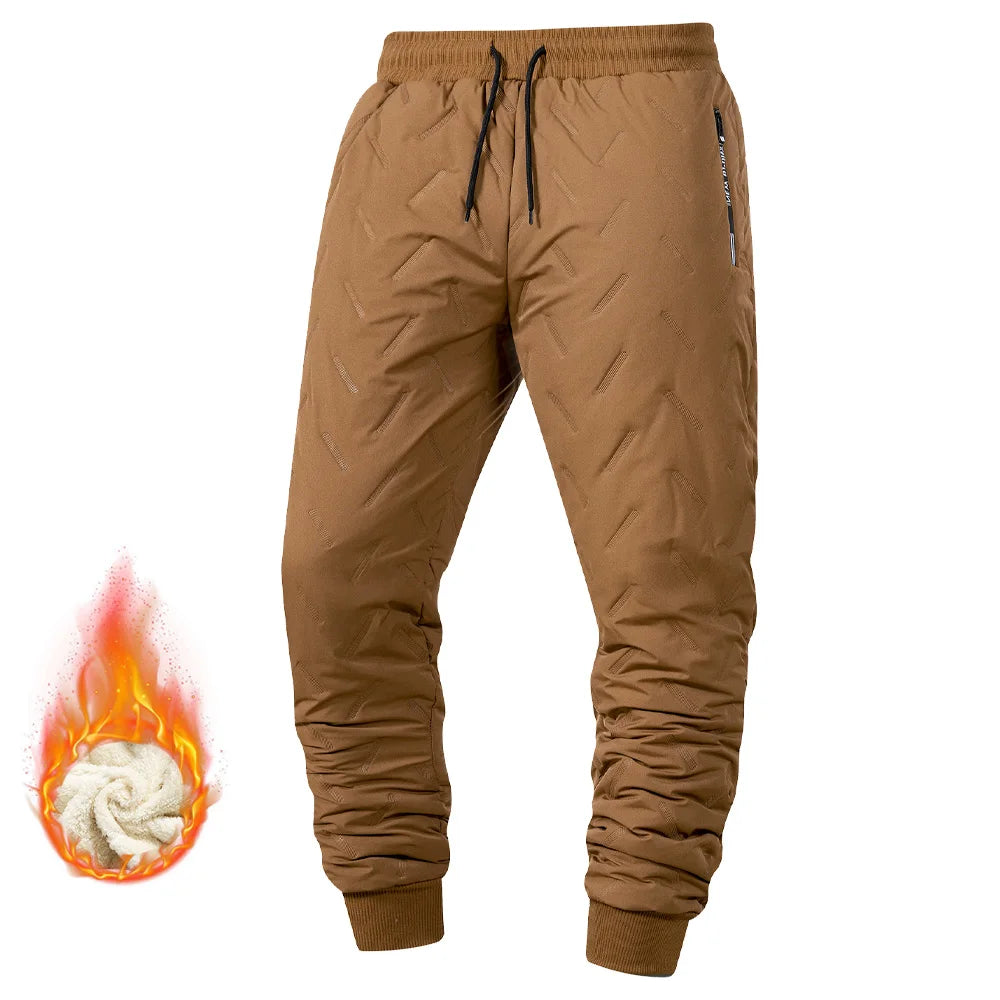 Winter Sweatwear Men's Plush Thick Fleece Sweatpant Lambswool Thermal Trousers Casual Pants Waterproof Windproof Warm Pants