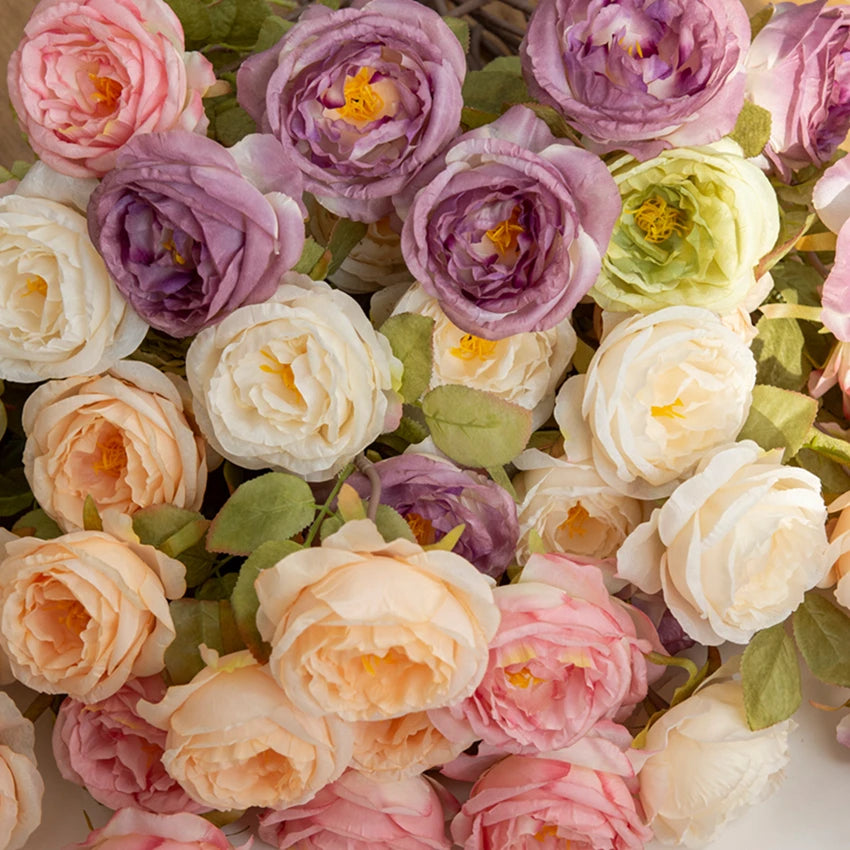 Artificialflower Caramel Rose High Quality Garden Courtyard Wedding Bride Bouquet Wreath Home Table Vase Festival Diy Gift Decor