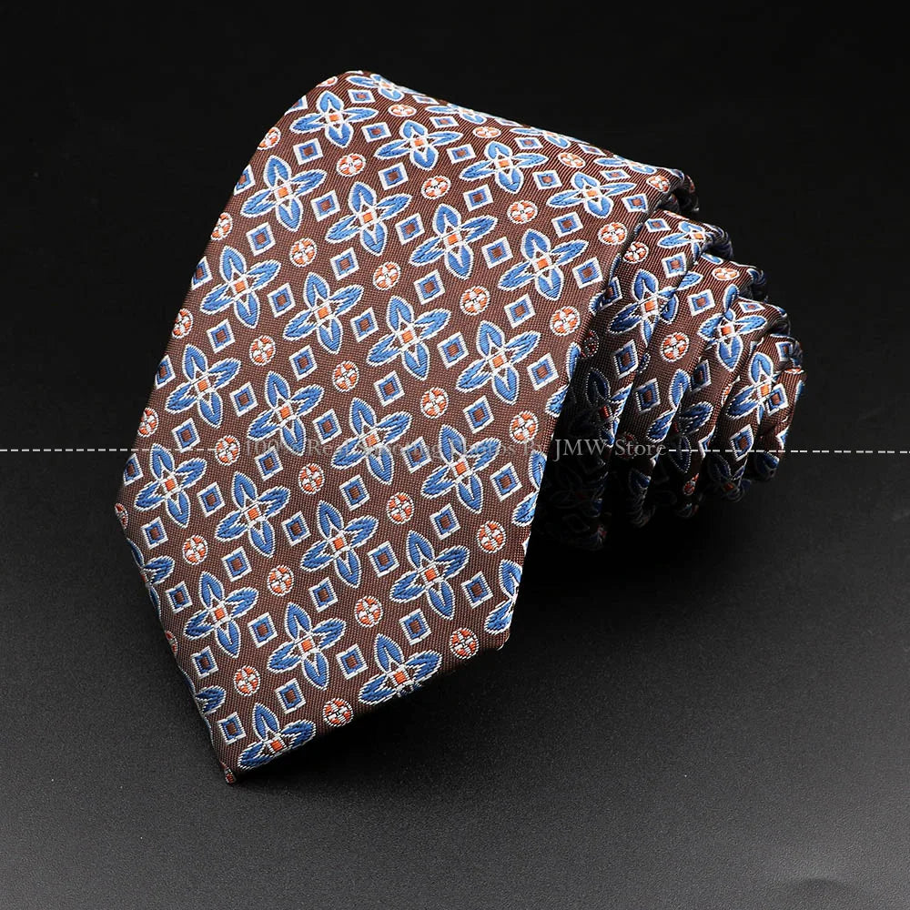 New Design Wedding Men Tie Brown Solid Striped Paisley Flower Neckties Men Business Dropshipping Groom Collar Accessories Gift