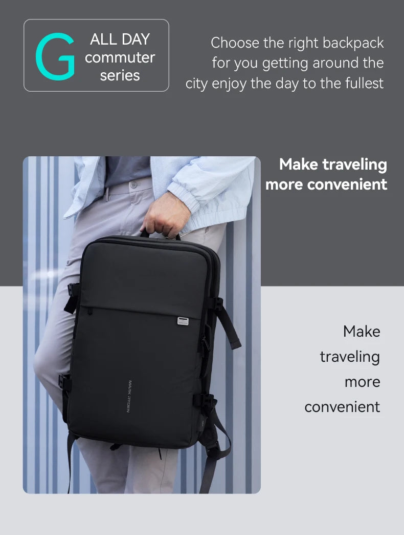 MARK RYDEN Large Travel Backpack Men Multi-functional 39L Expandable Airline Approved 17.3inch Laptop Backpack Ykk Zipper