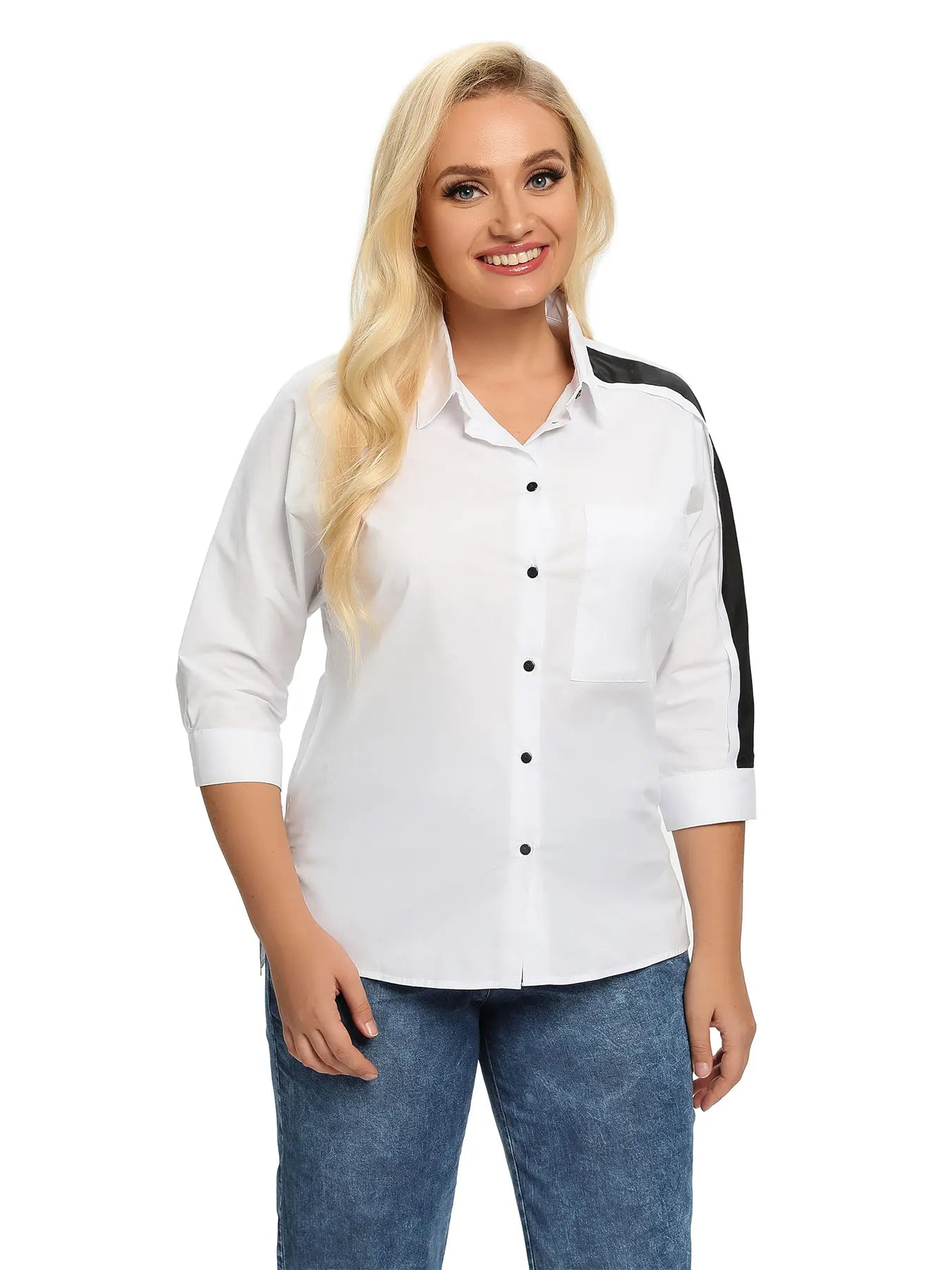 Women Plus Size Woven Spring And Autumn Fashionable Shirt