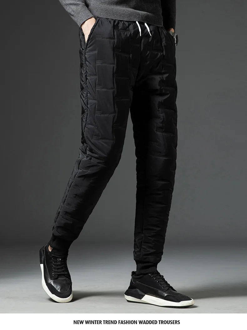 2025 Winter Warm Pants Men's Thicken Dowm Cotton Pants Outdoor Casual Joggers Pants Windproof Waterproof Thermal Trousers Male