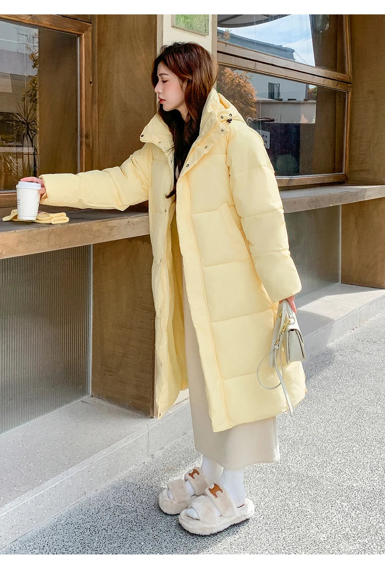 2025 Winter Women Jacket Coats Long Parkas Female Down Cotton Hooded Overcoat Thick Warm Jackets Windproof Casual Student Coat