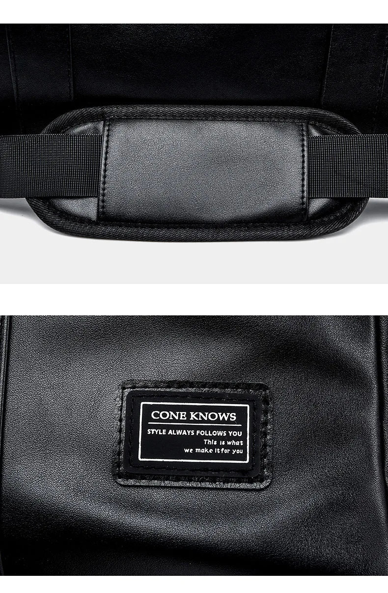 Large Capacity Travel Bag PU Travel Handbag Men Carry On Luggage Duffle Bags Soft Casual Black Big Weekend Bags Travelling Tote