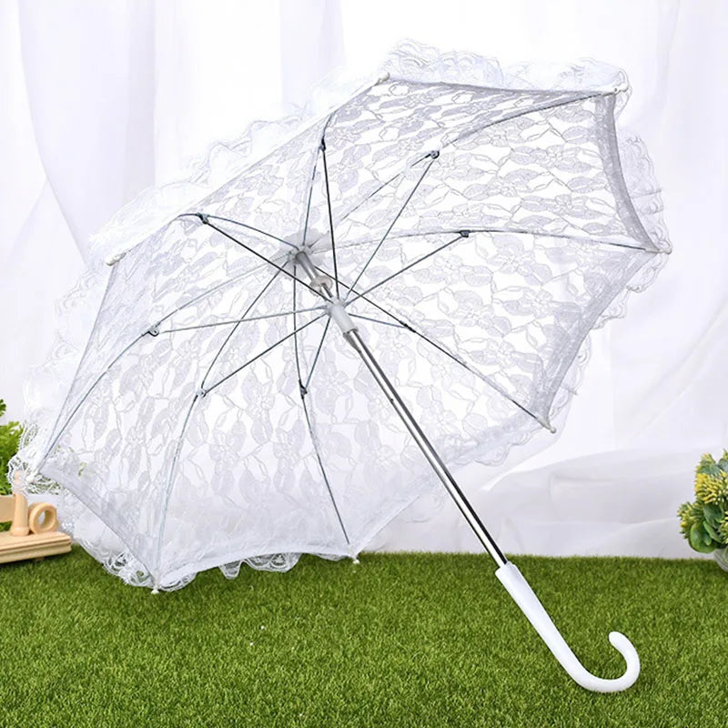 New Bride Wedding Umbrella Women Parasol Elegant White Lace Umbrella For Wedding Bridal Party Stage Performance Photography Prop