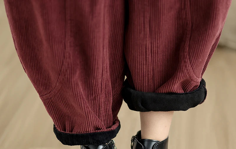 Oversized Corduroy Autumn Winter Elastic High Waist Harem Pant Women Casual Modis Ladies Trousers Pleated Loose Woman Harem Pant