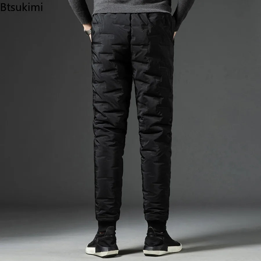2025 Winter Warm Pants Men's Thicken Dowm Cotton Pants Outdoor Casual Joggers Pants Windproof Waterproof Thermal Trousers Male